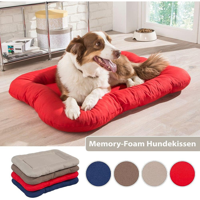 Ортопедичне ліжко для собак KAHU® з віскоеластичної піни (50x76 см) • М'яке та зручне ліжко для собак • Вологостійке та легко миється • Синій колір (89 x 66 x 8 см)