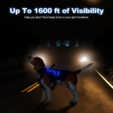 Шлейка для собак Masbri світловідбиваюча, регульована, з ручкою, м'яка підкладка, для собак середніх та великих порід, чорно-синя, TC3005B (XL, Синій)