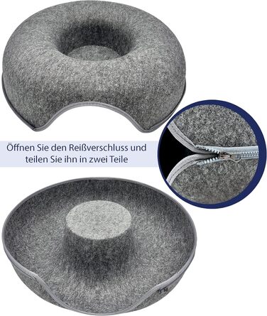 Круглий кігтетоп-будиночок для котів з фетру з м'яким, пральним подушечкою. Зручне ліжко-кошик для котів 60x60x28 см (Антрацит)