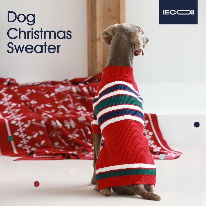 Пуловер для собак IECOii великого розміру XXXXL, для великих порід, в'язаний, теплий, для добермана, німецької доги, 4XL (червоний)