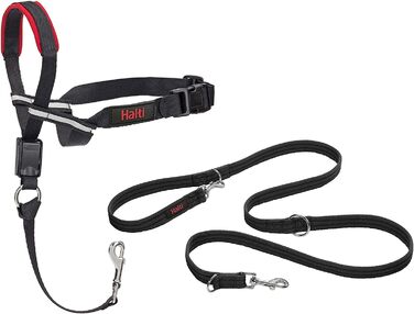 Намордник Halti Optifit і тренувальний повідок-комплект, стоп тяганню, великий розмір, чорний