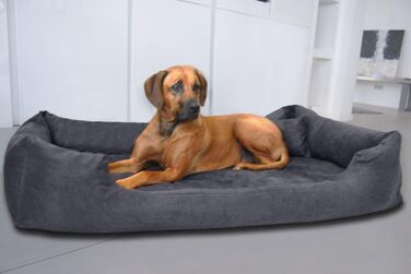 Ортопедичне ліжко для собак Tierlando® Pluto Ortho VISCO, 130x100 см, сірий графіт, XL+ | Віскоеластична піна