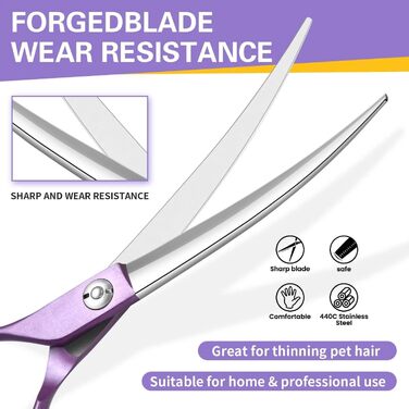 Професійна вигнута ножиця для собак 7 дюймів (440C сталь) - для грумінгу собак та котів