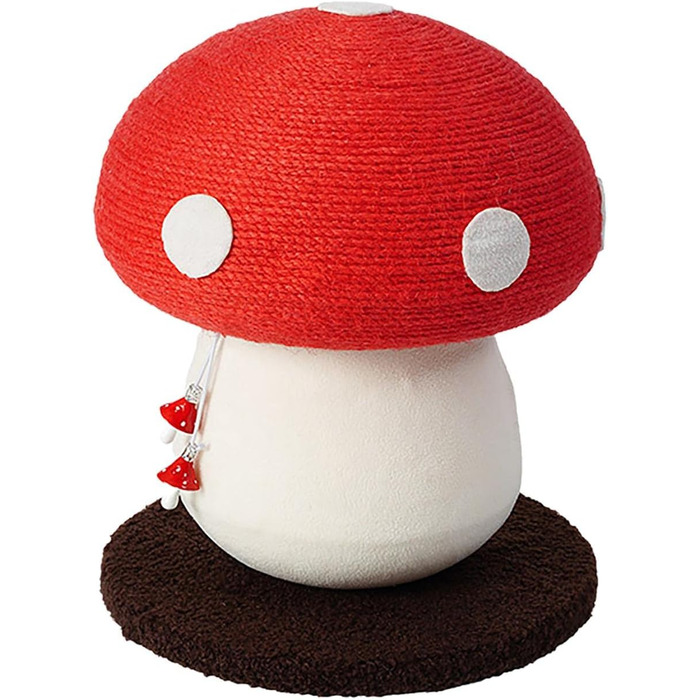 Дерев'яний кігтеточка для котів Niktule з сизалевого мотузка та підвісним іграшковим грибом | Кігтеточка-дерево для дому, захист меблів від кігтів