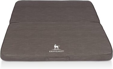 Килимок для собак Knuffelwuff Roanoke: ортопедичний, знімний, 100 x 80 см, з лазерного стібка, з штучної шкіри, для великих, середніх та малих собак (Колір: Браун-сірий)
