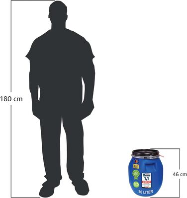 Пластикове відро Plasteo® 30 літрів з кришкою на затискач | Харчовий пластик | Контейнер для корму | Герметичне закриття | Складається в стос та підходить для палет | Міцні ручки | Синій