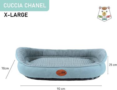 Ліжко для собак і котів Chanel, знімний чохол, машинне прання, м'яке з бортиками, не ковзає, світло-блакитне, екстра велике 90x70x25 см