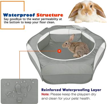 Клітка-манеж для дрібних тварин VavoPaw, сіра: для кошенят, цуценят, кроликів, хом'яків. Атмосвітлива сітка, водонепроникний матеріал, легко складається