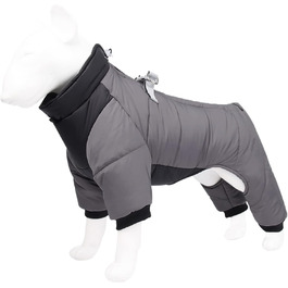 Теплий флісовий зимовий одяг для собак з отвором для повідка, тепла куртка для собак, водонепроникний одяг для тварин, розмір M, сірий