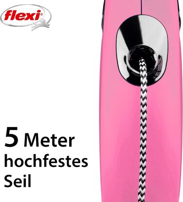 Рулетка для собак Flexi 25210769, розмір M, до 25 кг, 4.8 м, рожева