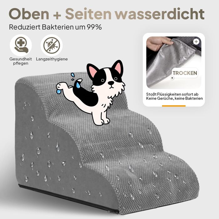 Сходинки для собак Mora Pets: 2 шт., 30 см, сірий, для маленьких собак та котів, з антиковзким покриттям