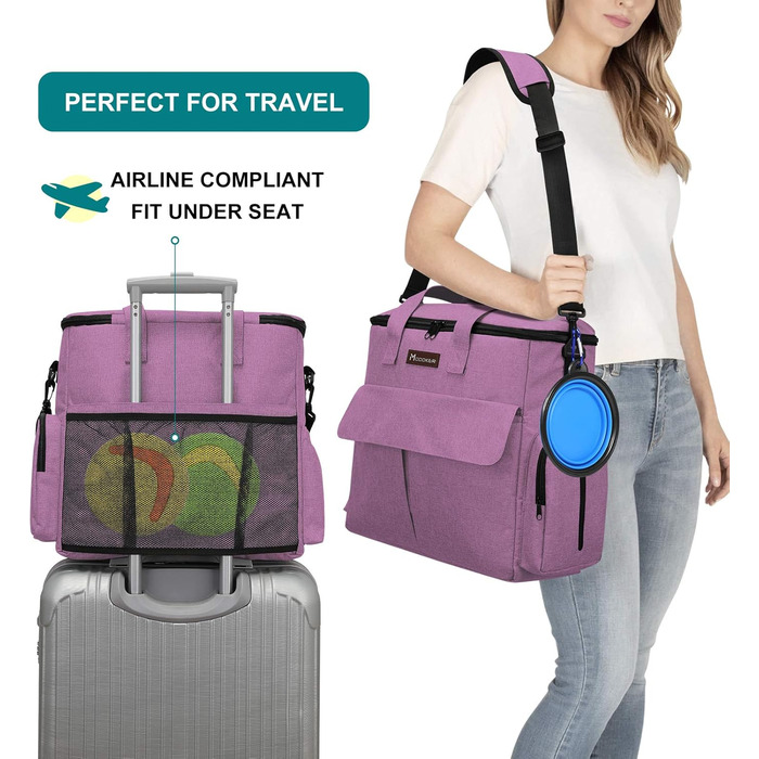 Переносна сумка для тварин, схвалена авіакомпаніями, комплект для подорожей з собакою/кішкою на вихідні, рожевого кольору (41 x 20 x 36 см)