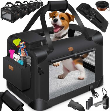 Складана транспортна сумка Lovpet для собак і котів XXL 91,4x63,5x63,5 см, чорна, з мискою та плечовим ременем