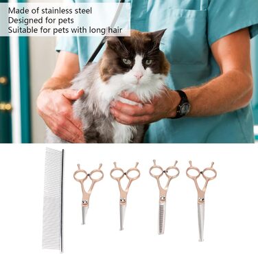 Набір професійних ножиць для грумінгу собак, 5 шт., з нержавіючої сталі, безпечні, для собак, котів та інших тварин