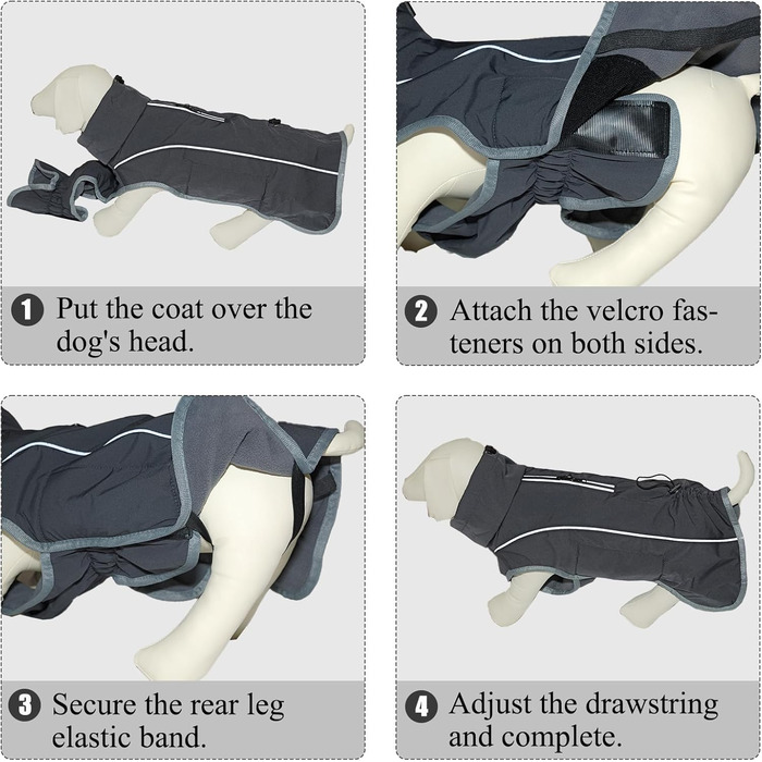 Теплий водонепроникний зимовий пуловер для собак: флісова куртка з блискавкою та світловідбиваючими елементами (сірий)