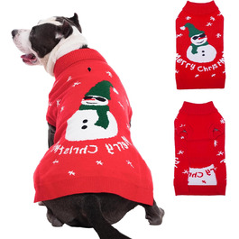 Святочний светр для собак IDOMIK з оленем та собакою, теплий в'язаний светр з отвором для шлейки, червоний, X-Large, для хлопчиків та дівчаток