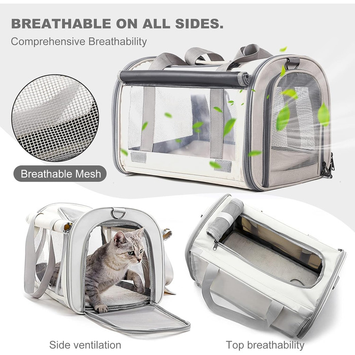 Транспортна переноска для собак та котів PETCUTE, складана, з внутрішнім ременем безпеки, схвалена авіакомпаніями, дихаюча, для подорожей та прогулянок, бежева