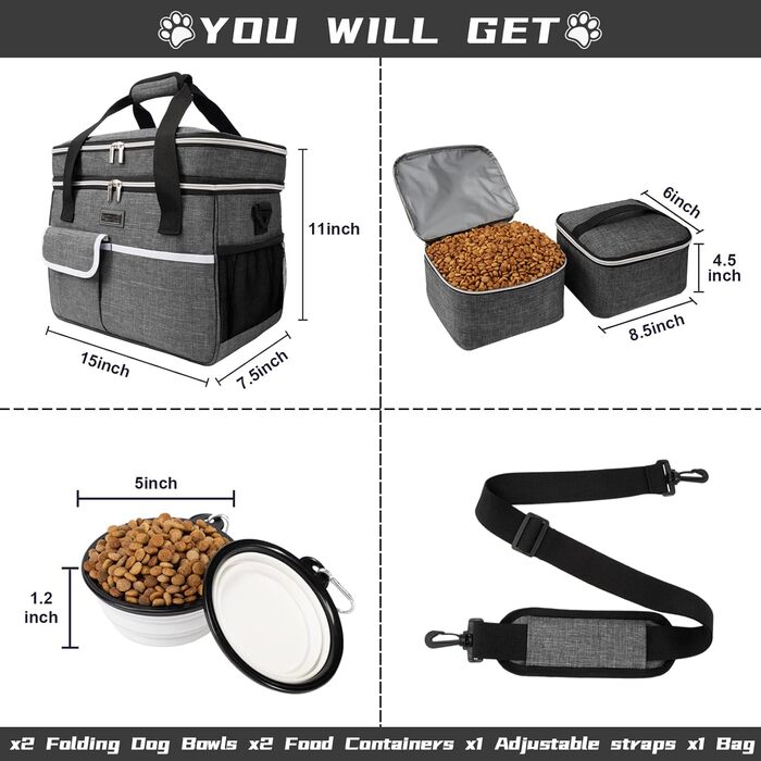 Сумка-переноска для тварин BAGLHER, сіра, двошарова, для собак та котів, велика місткість, для подорожей