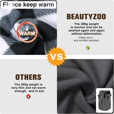 Теплий плед-жилет для собак BEAUTYZOO: флісова жилетка, вітрозахисна куртка для маленьких та середніх порід, XS, S, цуценята, з кільцем для повідка, класичний візерунок буйвола