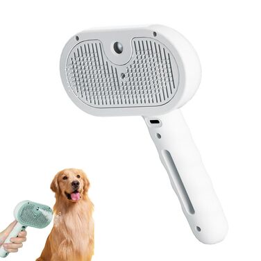 Фелліс 3-в-1 Щітка для котів з розпиленням та парою, масажна щітка для видалення шерсті для котів та собак, біла, 1 шт.