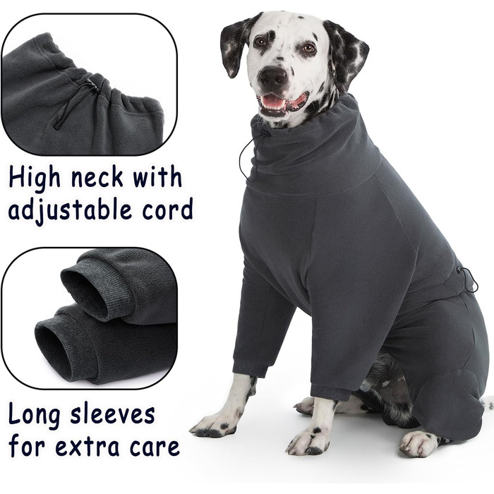 Теплий флісовий пуловер для собак Axcimond: зимовий одяг для маленьких, середніх та великих собак. Зіпсованість на блискавці. Сірий колір.