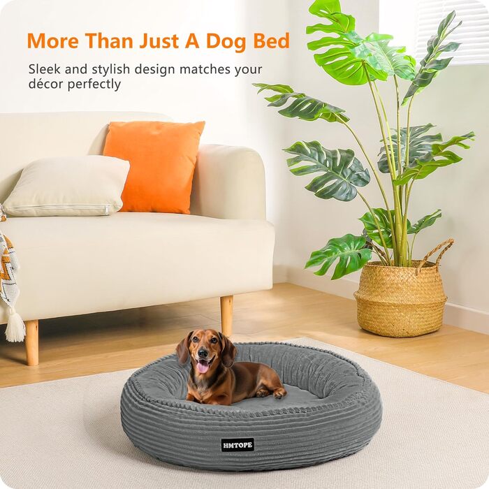 Кругле ліжко для собак середніх порід, котів. М'яке, зручне, знімний чохол, Ø 70 см, 60x60x18 см, сірий колір