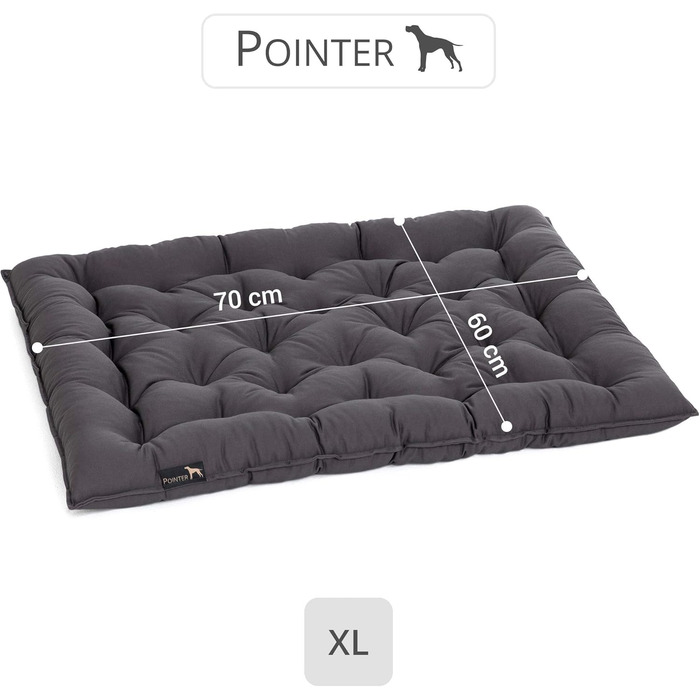 Pointer ортопедичний лежак для середніх собак 70x60 см, антрацит, міцний і без запаху, пральний до 95°C, для дому та вулиці, Німеччина