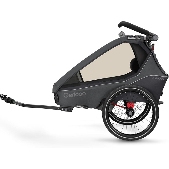 Qeridoo Kidgoo 2 Steel Grey: Причіп для велосипеда 2 дітей з амортизацією та системою ARS | Дитяча коляска-причіп | Складаний дитячий причіп-візок | Qeridoo