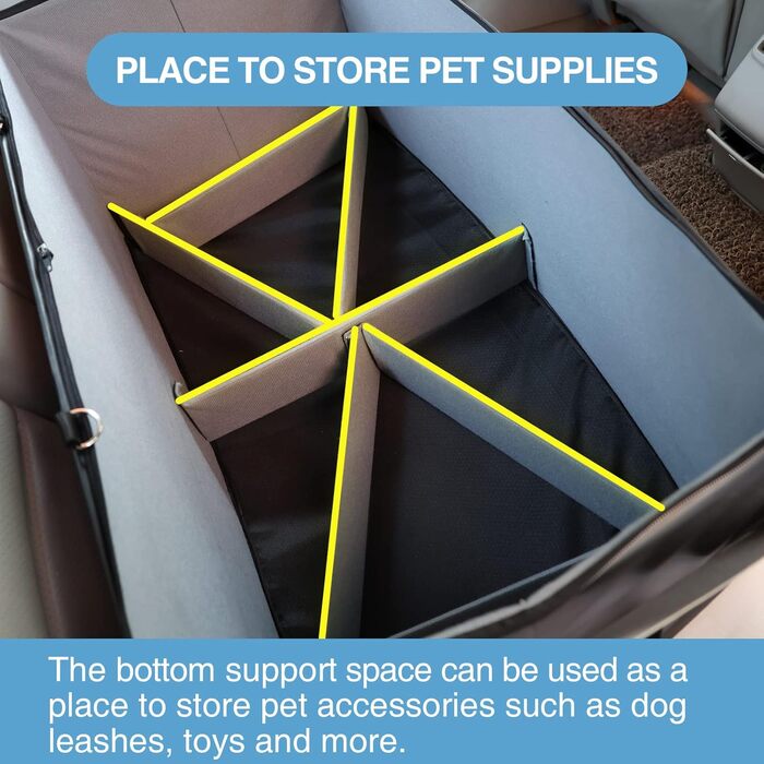 Підвищення для собак у автомобіль, для 2 маленьких або середніх собак, з ременями безпеки, PU-шкіра, водовідштовхувальне, антибактеріальне