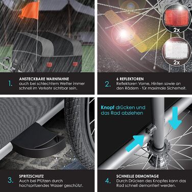 Причіп для велосипеда KESSER® вантажний, 120 літрів, сірий/чорний, з дахом та складною високою тягою