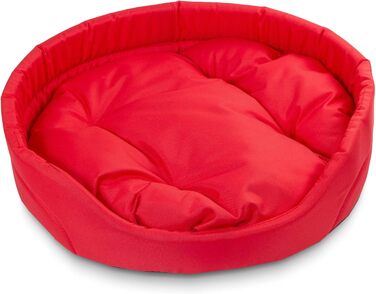 Крісло-ліжко для собак середніх порід, овальне | Зносостійке лежання для собак з подушкою | Кошик для собак | Поліестер, червоний, L (57x52 см)