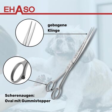 Ножиці для собак EHASO, вигнуті, нержавіючі, 22 см, матові