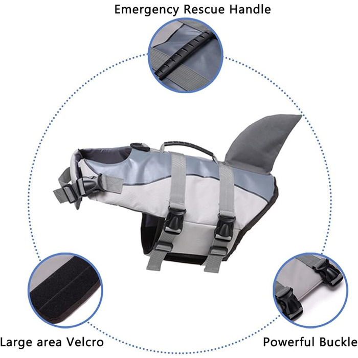 Жилет для собак OMEM, сірий, для плавання, серфінгу та катання на човні. Безпека у воді для вашого улюбленця