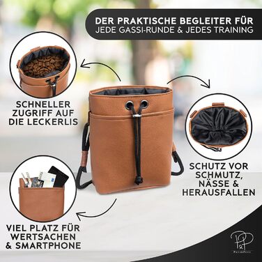 Pawz&Pawz Лекарлики для собак | Стильний набір для годування та дресирування | Практичний, міцний кишенька для ласощів + диспенсер для відходів | Сумка для прогулянки з собакою, коричнева