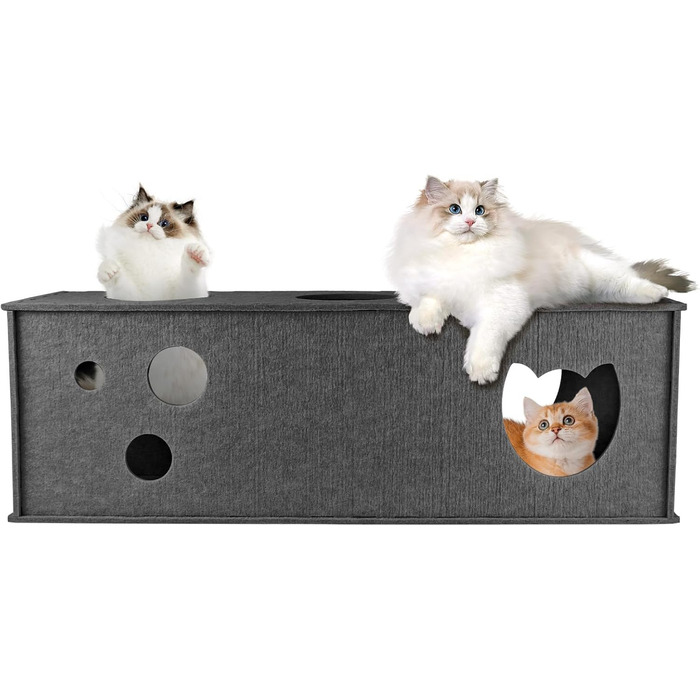 Тунель для котів Homegroove L-подібний, великий, з фільцу, інтерактивний, DIY, сірий