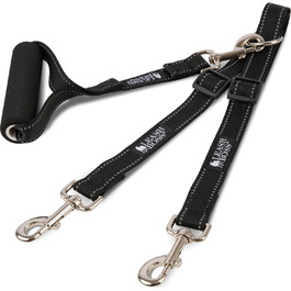 Подвійний повідок для великих собак Leash Boss Duo, регульований, знімна м'яка ручка, світловідбиваючий, не заплутується, для вигулу двох собак одночасно