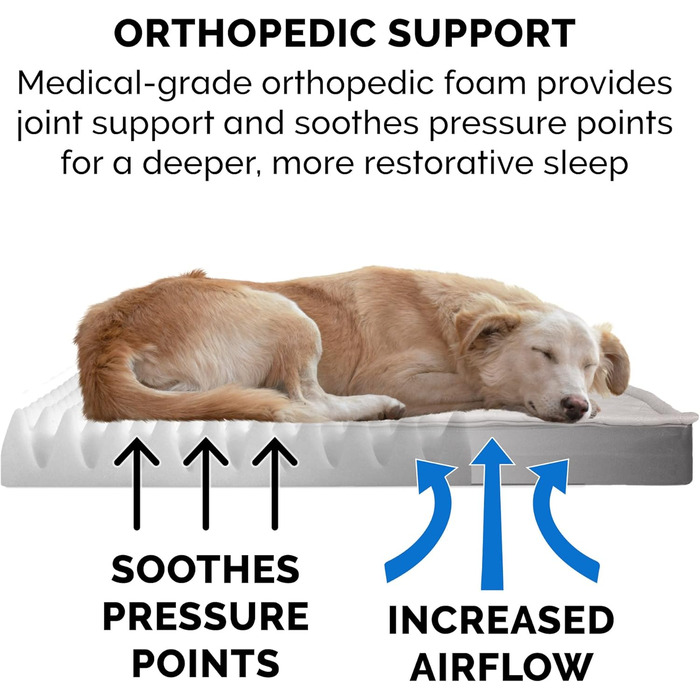 Гірчичне собаче ліжко Furhaven з охолоджуючим гелем, водонепроникне, для собак середніх та маленьких порід (до 15,9 кг), знімний, пральний чохол, для дому та вулиці, розмір L (102 x 81 x 10 см)