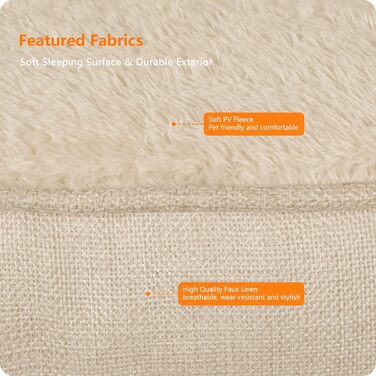 Ліжко для собак, м'яке, знімний чохол, бежеве, 90 x 75 x 25 см