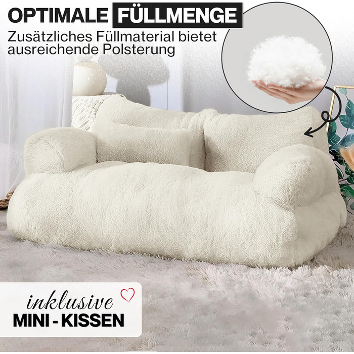 Кігтеточка-софа для котів та собак Noviclass Simba, 70x48 см, з міні-подушкою, знімний чохол (кремовий)