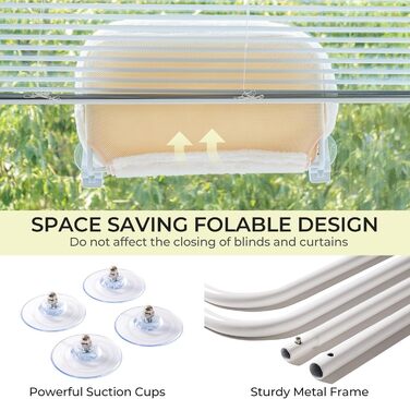 Котів гамак для вікна EDAGNY: м'який, розкладний, сірий, до 18 кг