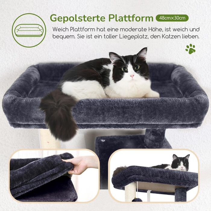 Комплекс для котів Globlazer Kratzbaum з гамаком 45x40 см, будиночком, платформами, 137 см, темно-сірий