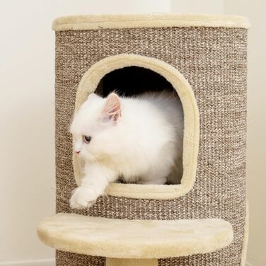 Кігтеточка PawHut для котів, 61 см, кігтеточний тунель з 2 печерами, стрибкова платформа, кігтеточний комплекс з сизалю та плюшу, для маленьких котів, бежевий