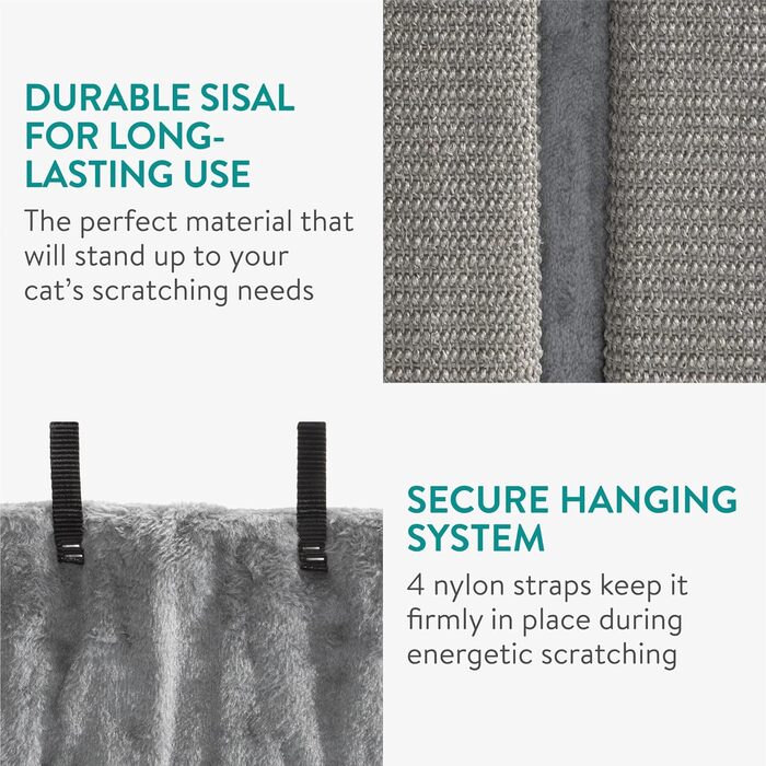 Настінне дряпачко для котів Navaris - 2 шт. дряпальні килимки, кутова стіна для котів - 43x22x2 см, кутова дряпка, кігтеточилка з сизалю (сірий)