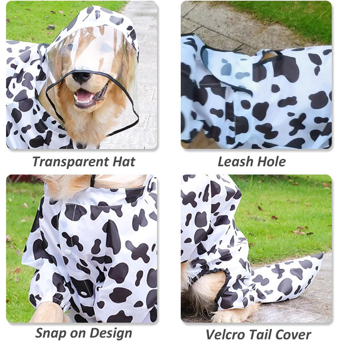 Водонепроникний дощовик для собак з капюшоном, форма тварини, розмір 5XL (4XL: Довжина спини: 53 см, Обхват грудей: 73 см)