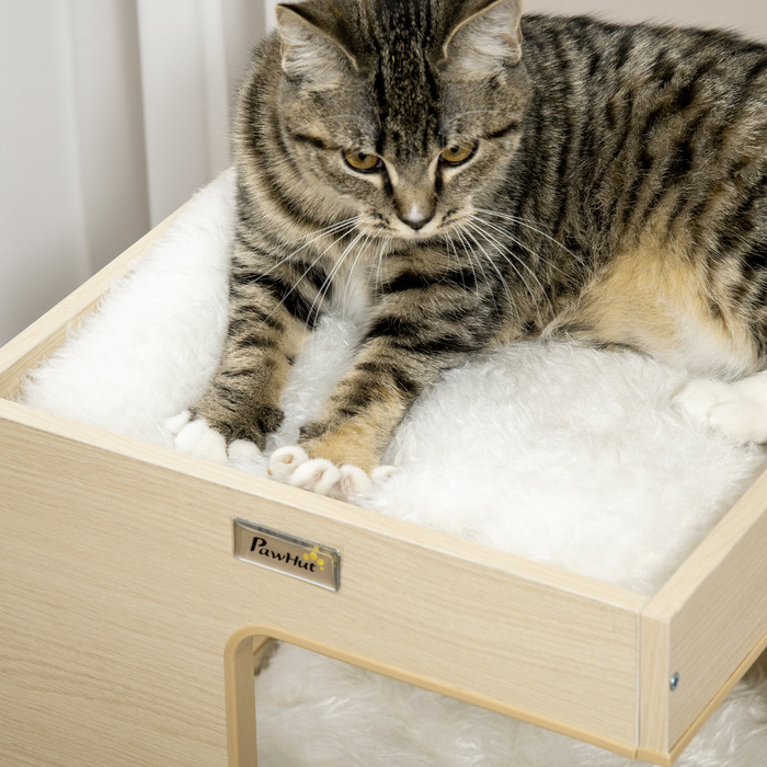 PawHut Cat Cave 3-х ярусна шафа для кішок Кімнатний будиночок для кішок з дубовою подушкою та іграшкою 34x34x60см для любителя кішок