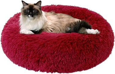 Килимок для кота та собаки 50x50 см, круглий, плюшевий, зручний, червоний. Підходить для маленьких собак та котів. Легко миється.