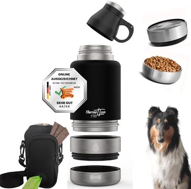 Турбунок для собак ThermoTom: пляшка для води, миска та сумка для прогулянок • 1 л, чорний