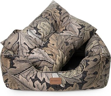 Лежак для собак Rosewood x Morris & Co Acanthus, малий, хакі, з м'якими бортами, нековзкий, праний, розкішний принт Вільяма Морріса
