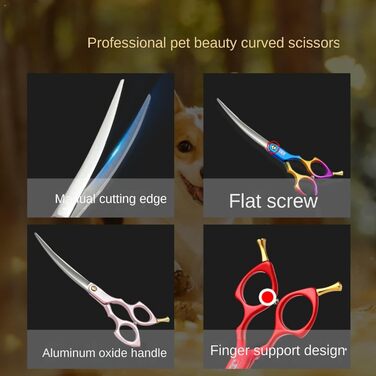 Ножиці для грумінгу собак та котів 7.5 дюймів, професійні ножиці для грумінгу з нержавіючої сталі 440C, ергономічні ручки з алюмінію (рожевий+сірий)