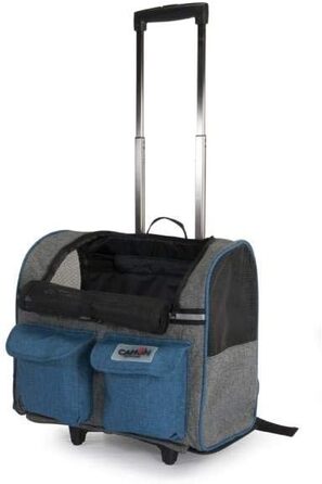 Транспортна сумка на коліщатках Camon We love pets Tarnmuster, 44 x 25 x 40 см, для дорослих/підлітків, блакитно-сіра